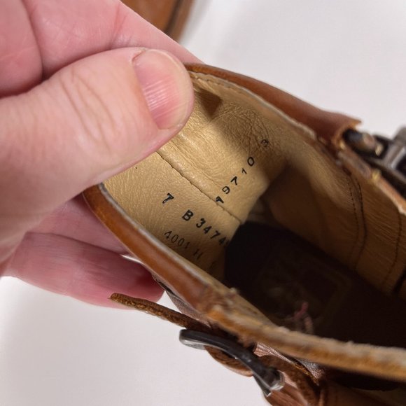 Frye Size 7 Cognac Brown Leather Short Engineer Boots Zippers - Picture 2 of 9